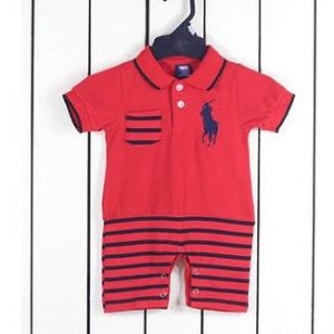 29-25-Polo Romper -line Red