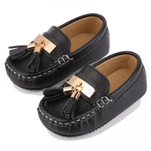 33-23-Leather Black Peas Shoes
