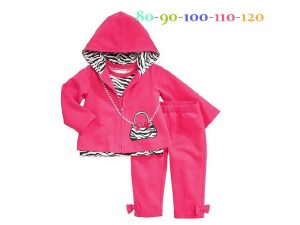 55-50-Hooded jacket zebra bow 3pcs