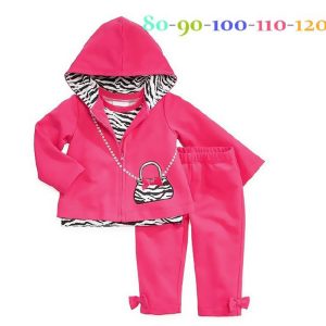 55-50-Hooded jacket zebra bow 3pcs