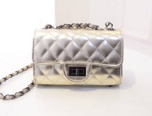 68-39-Grid chain shoulder bag - Gold