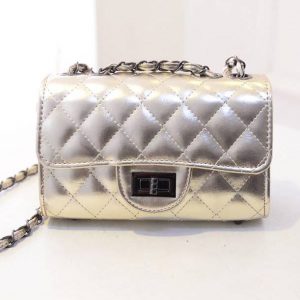 68-39-Grid chain shoulder bag - Gold