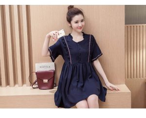 89-207-Trumpet Sleeve Ruffle Dress