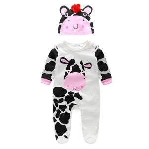 30-9-Cow sleeved Romper with Cap