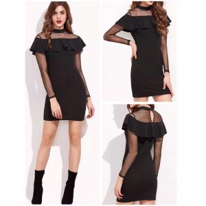 88-303-Lace Ruffle Sexy Dress