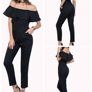 88-307-Collar Black jumpsuit