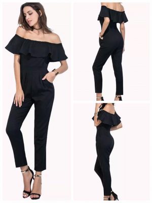 88-307-Collar Black jumpsuit