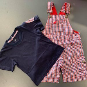 23-123-Plaid Strap Pants Cotton 2pcs