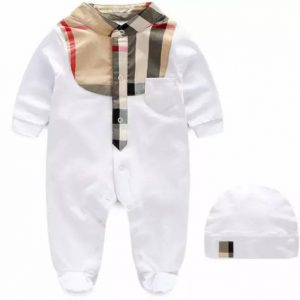 29-16-Cotton Plaid Romper With Cap